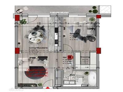 Vanzare apartament 2 camere cu gradina, finisat modern bloc nou, Borhanci, Cluj Napoca