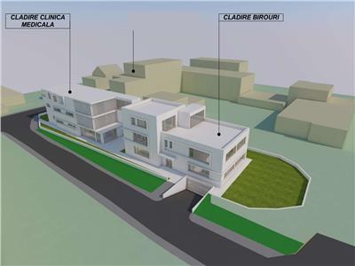 Vanzare teren 1166 mp cu proiect imobiliar autorizat S+P+2E pentru Clinica si Birouri in Gruia