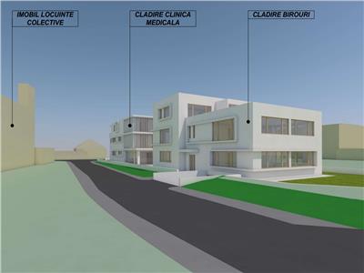 Vanzare teren 1166 mp cu proiect imobiliar autorizat S+P+2E pentru Clinica si Birouri in Gruia