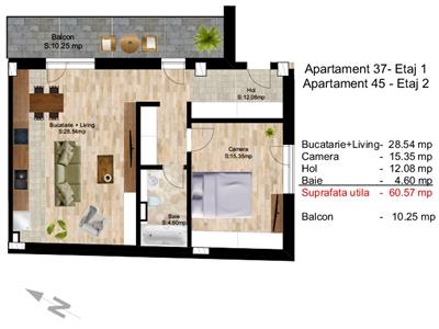 Vanzare apartament 2 camere, 58 mp, zona Centru, Cluj Napoca